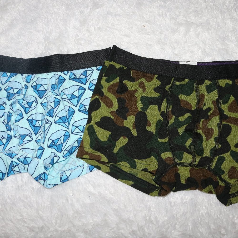MeUndies men's trunk briefs size medium lot of 2 diamonds and camo - NWOT